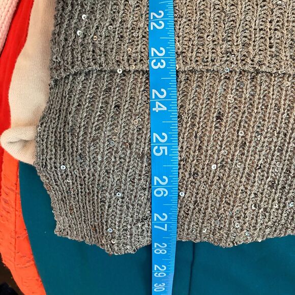 Miss Kelly 1999 Sweater Womens‎ Sz S Gray Black Sequin Sparkle Knit High Low - Picture 7 of 8